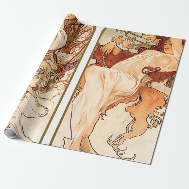 Die Jahreszeiten Original 1897 von Alphonse Mucha Geschenkpapier (Ungerollt)