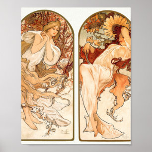 Die Jahreszeiten Original 1897 von Alphonse Mucha Poster