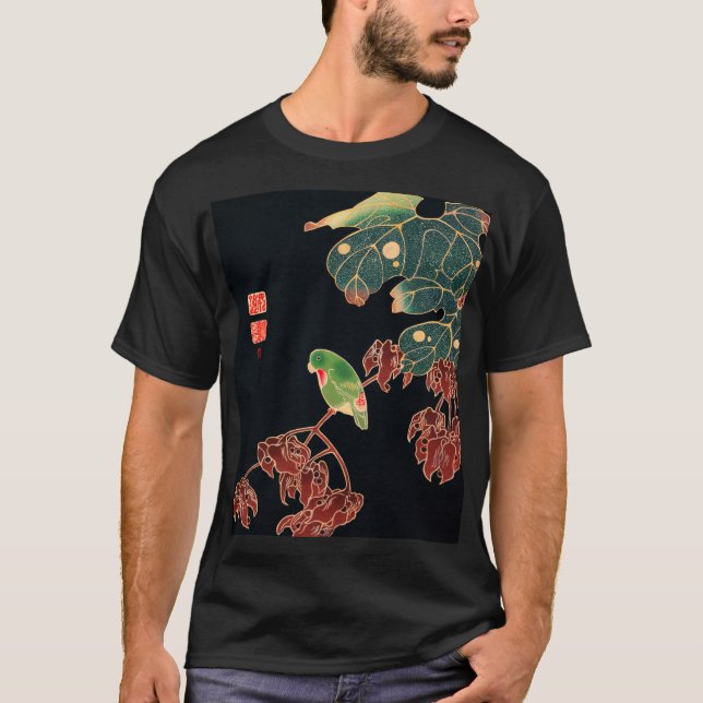 Die japanische Abbildung des Paroquet-Buntbarts T-Shirt (Vorderseite)
