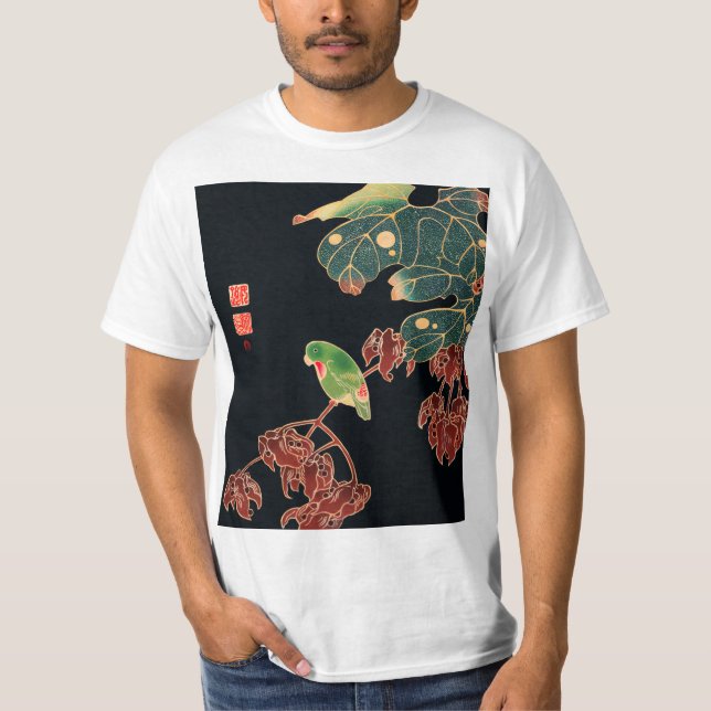 Die japanische Abbildung des Paroquet-Buntbarts T-Shirt (Vorderseite)