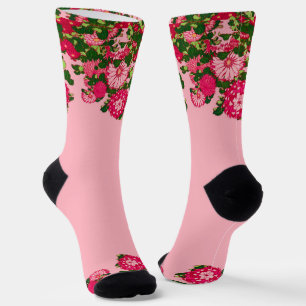 Die japanische Blume Border, Fuchsia und Korallenr Socken