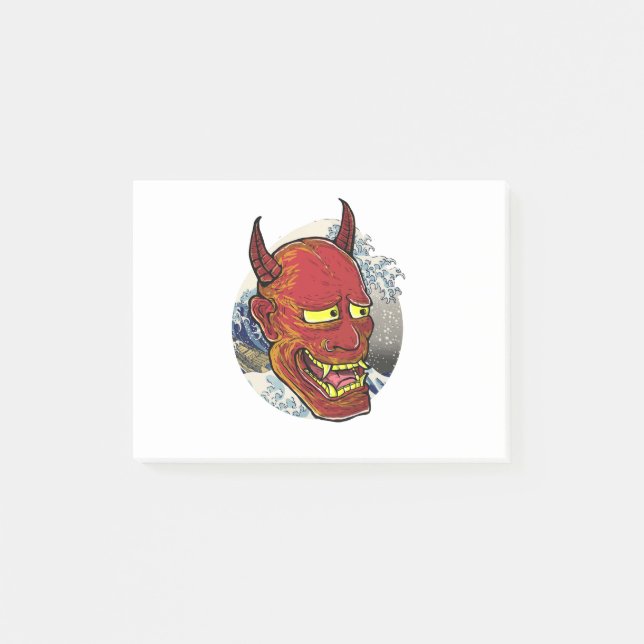 Die japanische Hannya-Maske Post-it Klebezettel (Vorderseite)