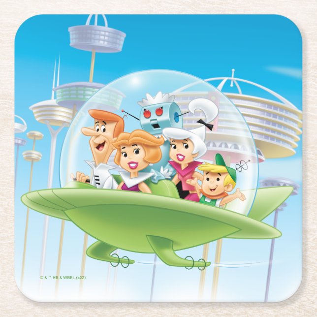 Die Jetsons | Familienflieger Rechteckiger Pappuntersetzer (Vorderseite)