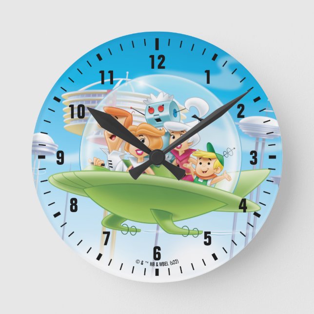 Die Jetsons | Familienflieger Runde Wanduhr (Vorderseite)