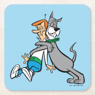 Die Jetsons   George & Astro Hug Rechteckiger Pappuntersetzer