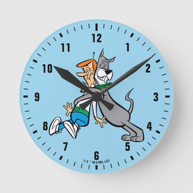 Die Jetsons | George & Astro Hug Runde Wanduhr (Vorderseite)