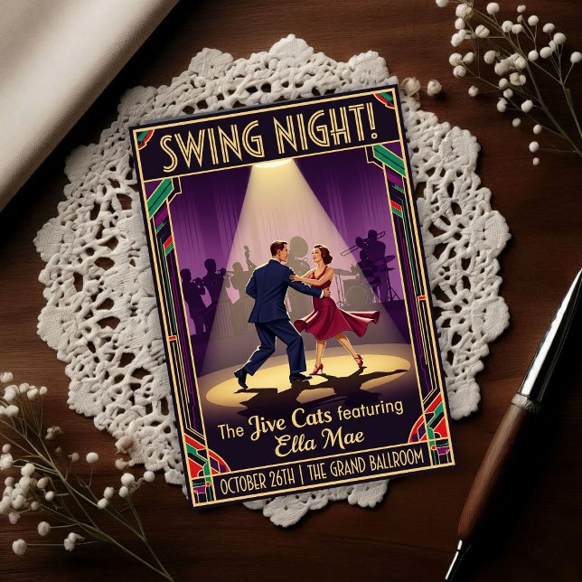 Die Jive Cats Swing Night Vintage  Postkarte (Von Creator hochgeladen)