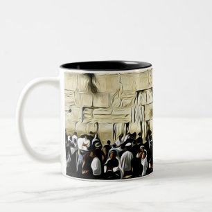 Die jüdische Kaffee-Tasse des Western Wall Jerusal Zweifarbige Tasse
