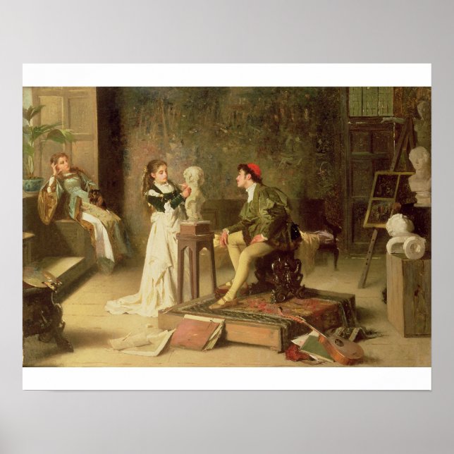 Die junge Bildhauerin (Öl auf Leinwand) Poster (Vorne)