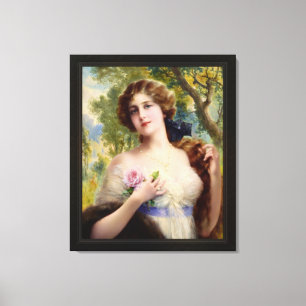 Die junge Dame mit einer Rose von Emile Vernon Leinwanddruck