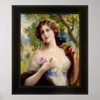 Die junge Dame mit einer Rose von Emile Vernon Poster