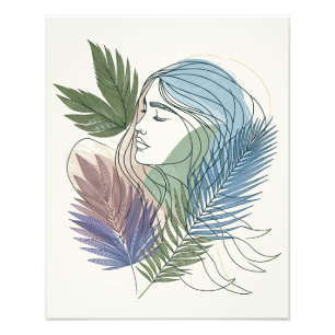 Die Jungel Girl - Minimalistische Linie Kunst Fotodruck