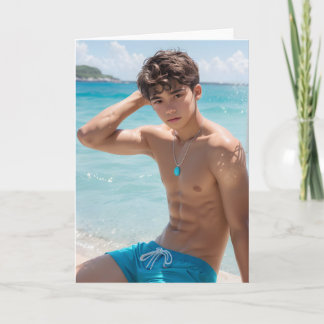 Die Jungen am Strand Grußkarte heißer Typ Karte