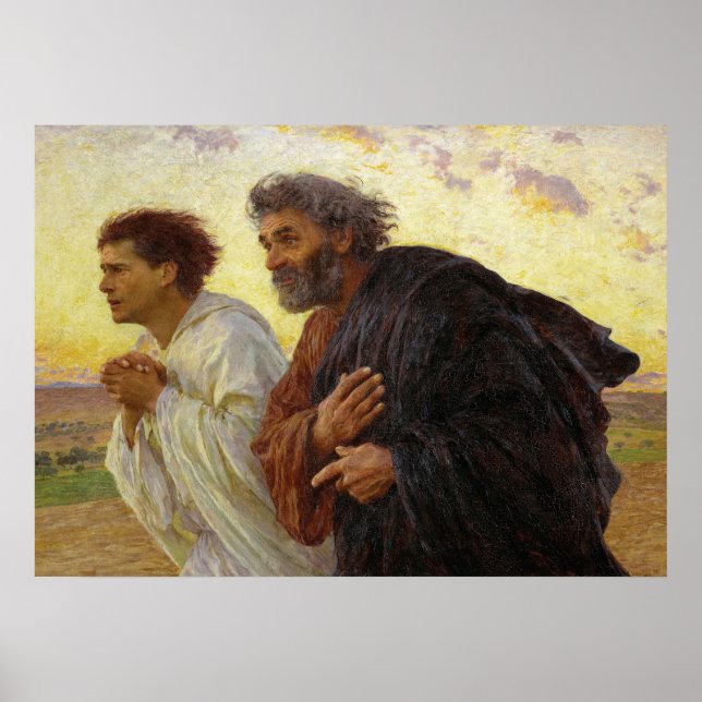Die Jünger, die von Burnand bis zum Sepulcher lauf Poster (Vorne)