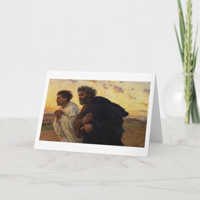 Die Jünger Peter und John laufen Karte (Vorderseite)