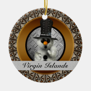 Die Jungferninseln-Schneemann-Weihnachtsverzierung Keramikornament