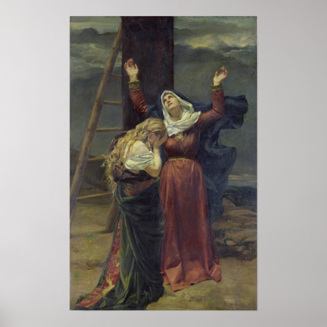 Die Jungfrau am Fuße des Kreuzes Poster (Vorne)