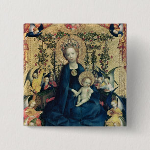 Die Jungfrau der Rose Bush Button