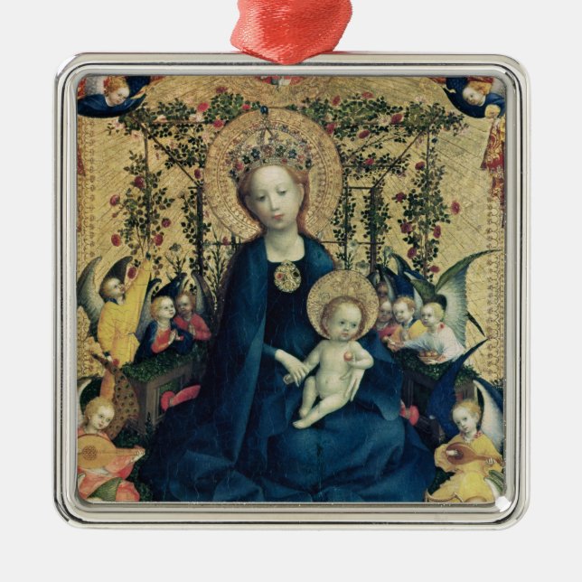 Die Jungfrau der Rose Bush Silbernes Ornament (Vorne)