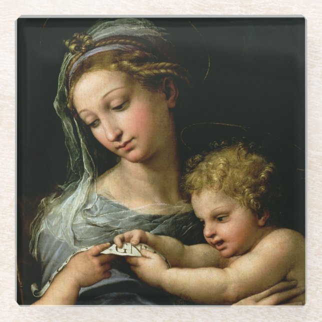 Die Jungfrau der Rose, c.1518 Glasuntersetzer (Vorderseite)
