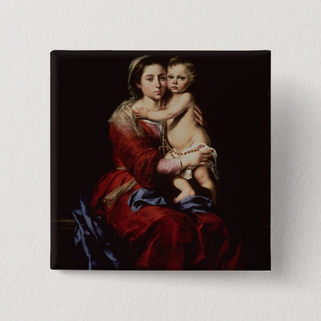 Die Jungfrau des Rosenbeetes, c.1650 Button (Vorderseite)