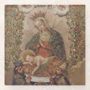 Die Jungfrau, die Christkind bewundert Glasuntersetzer