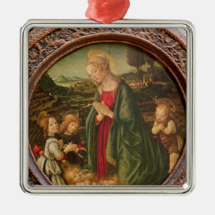 Die Jungfrau, die das Christus-Kind verehrt Silbernes Ornament