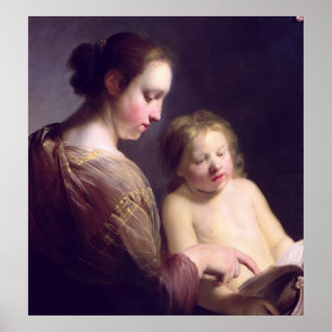 Die Jungfrau, die dem Säugling Christus das Lesen  Poster