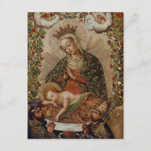 Die Jungfrau, die Mary das Christkind bewundert Postkarte