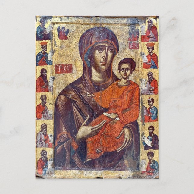 Die Jungfrau Hodegetria flankiert durch das Prophe Postkarte (Vorderseite)