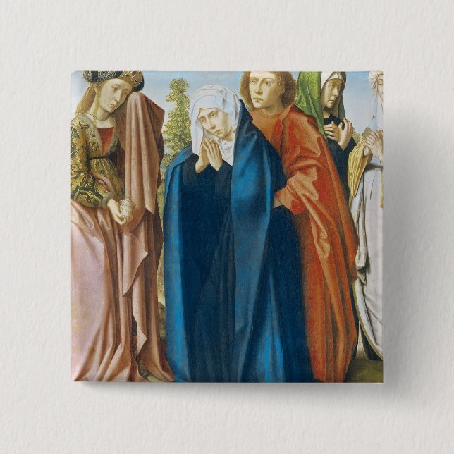Die Jungfrau Mary mit Johannes der Evangelist Button (Vorderseite)
