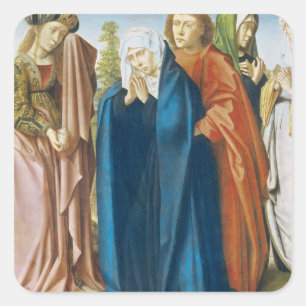 Die Jungfrau Mary mit Johannes der Evangelist Quadratischer Aufkleber