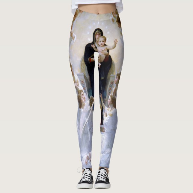Die Jungfrau mit Engeln von William Bouguereau Leggings (Vorderseite)