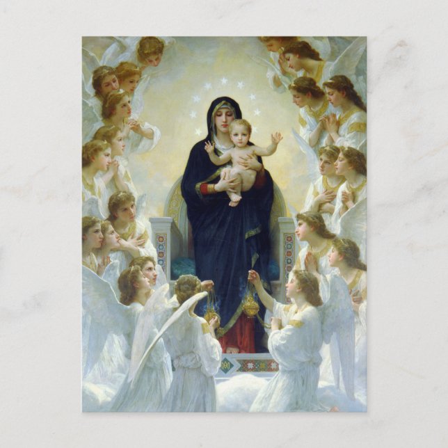 Die Jungfrau mit Engeln, William Bouguereau Postkarte (Vorderseite)