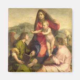 Die Jungfrau und das Kind mit einem Heiligen und e Magnet