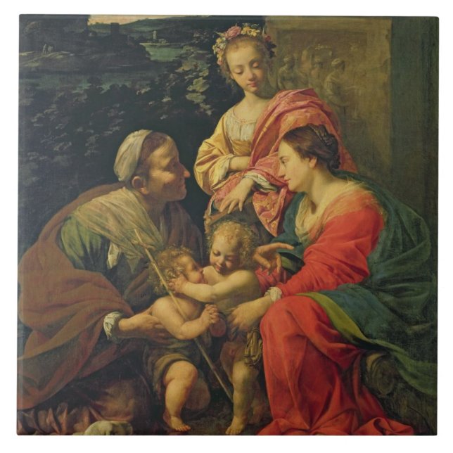 Die Jungfrau und das Kind mit St. Elizabeth, das Fliese (Vorderseite)