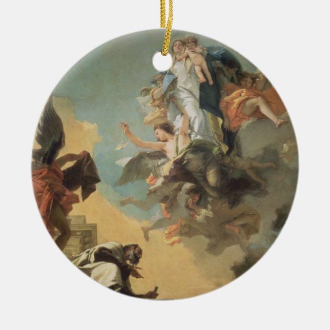 Die Jungfrau von Carmel das Schulterblatt gebend Keramikornament (Vorne)