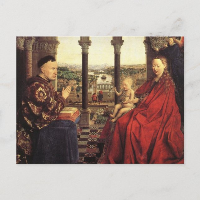 Die Jungfrau von Kanzler Rolin von Jan van Eyck Postkarte (Vorderseite)