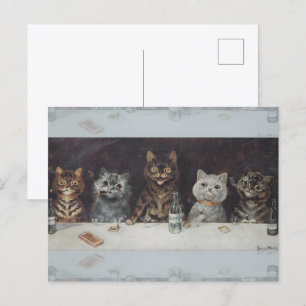 Die Junggesellenfeier der Katze Postkarte