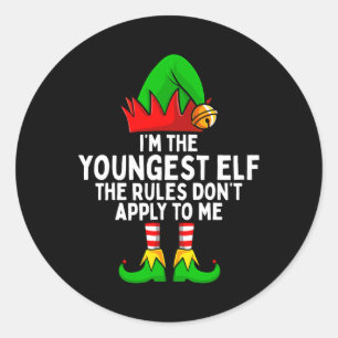 Die jüngste Elf, die Familie zu Weihnachten passt Runder Aufkleber
