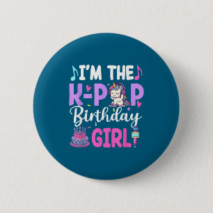 Die K-Pop-Geburtstagsmädchen Einhorn K-Pop-Geburts Button