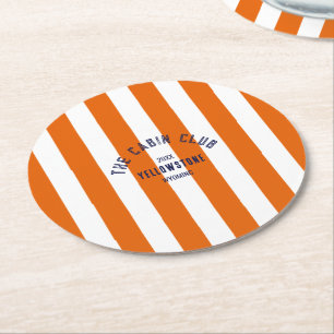 Die Kabine Crew Custom Wappen Orange Park Streifen Runder Pappuntersetzer