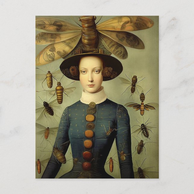 Die Käfer-Lady Horror Vintage Postkarte (Vorderseite)