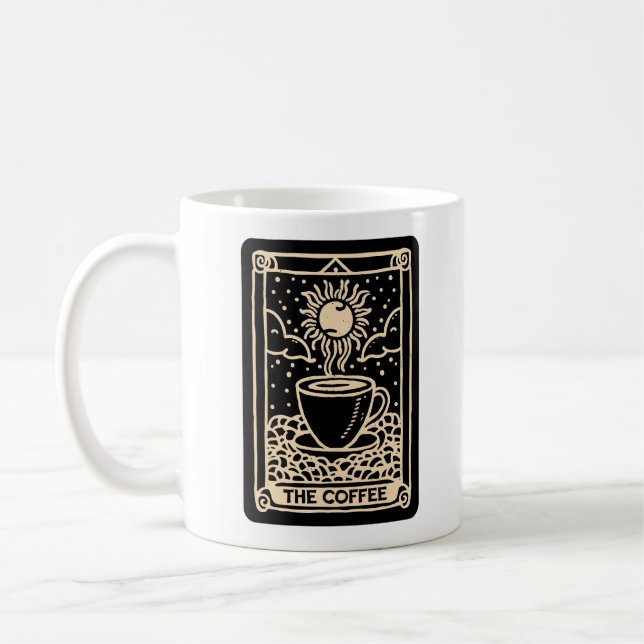 Die Kaffee-Tarot-Karte dunkle Akademie Kaffeetasse (Links)