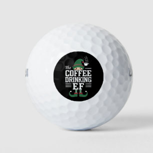 Die Kaffee trinkende Elf-Familie passend zu Weihna Golfball