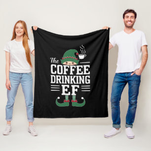 Die Kaffee trinkende Elf-Familie passend zum Weihn Fleecedecke