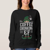 Die Kaffee trinkende Elf Familie passt Weihnachten