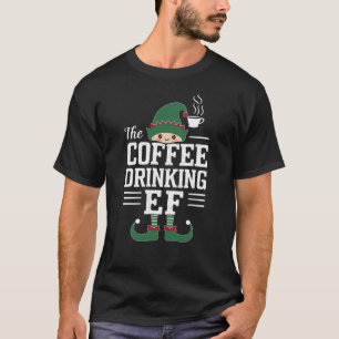Die Kaffee trinkende Elf Familie passt Weihnachten T-Shirt