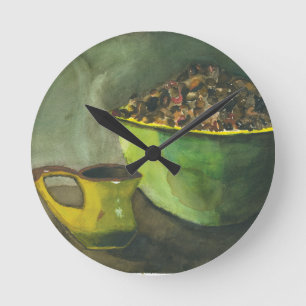 Die Kaffeebowl Kaffeebohnen aus dem Dampfbad Runde Wanduhr