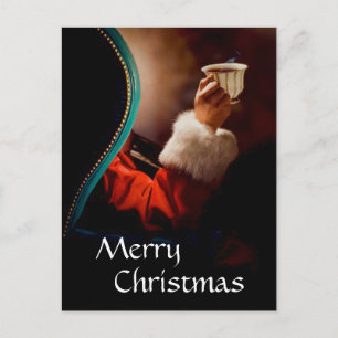 Die Kaffeepause des Weihnachtsmanns Vintag Feiertagspostkarte